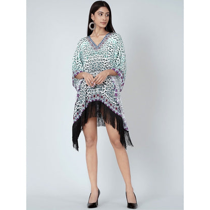 First Resort by Ramola Bachchan Teal Green Animal Print Kaftan Tunic
