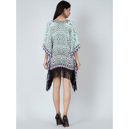 First Resort by Ramola Bachchan Teal Green Animal Print Kaftan Tunic