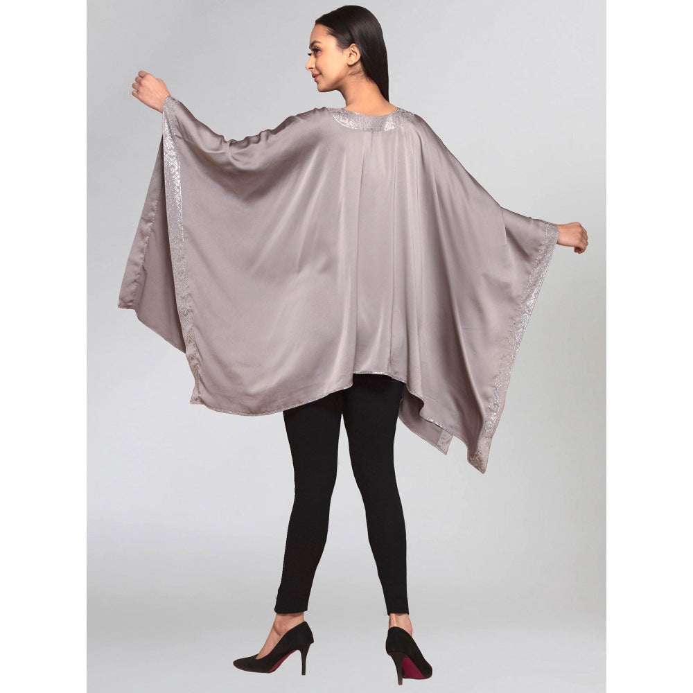 First Resort by Ramola Bachchan Grey Embellished Kaftan Top