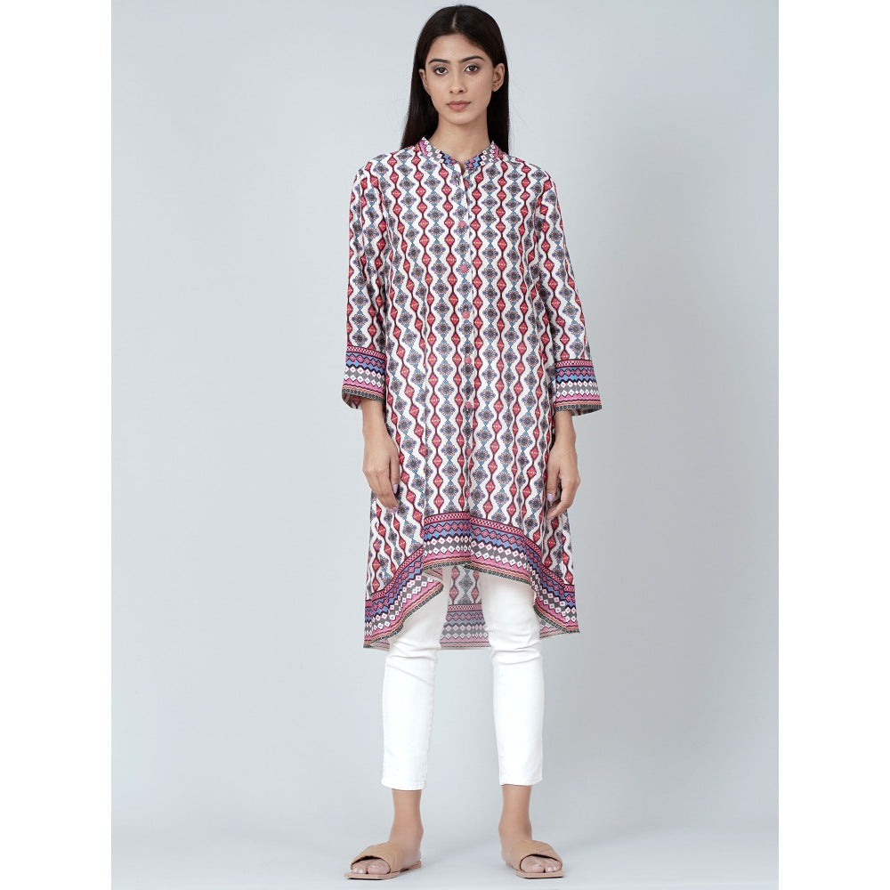 First Resort by Ramola Bachchan Multicoloured Asymmetrical Paisley Print Shirt Style Kurta