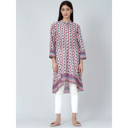 First Resort by Ramola Bachchan Multicoloured Asymmetrical Paisley Print Shirt Style Kurta