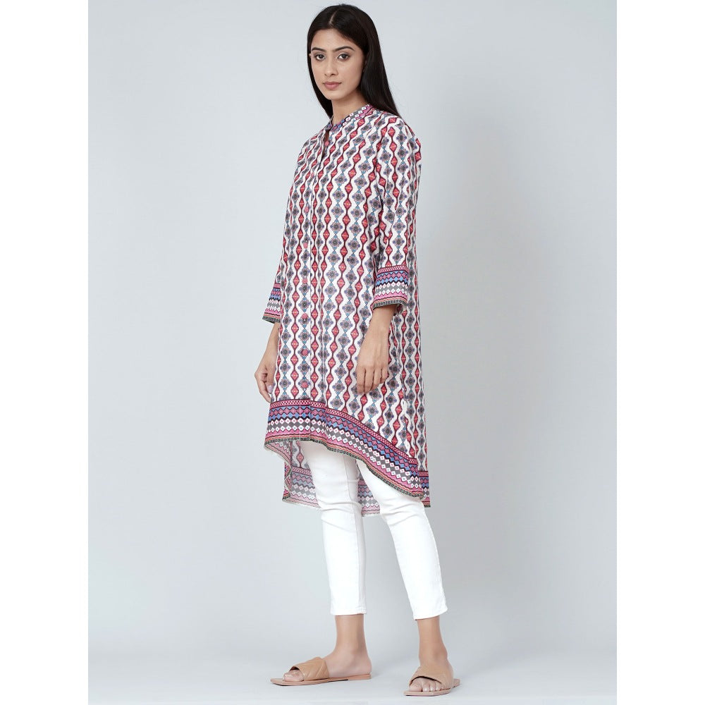 First Resort by Ramola Bachchan Multicoloured Asymmetrical Paisley Print Shirt Style Kurta
