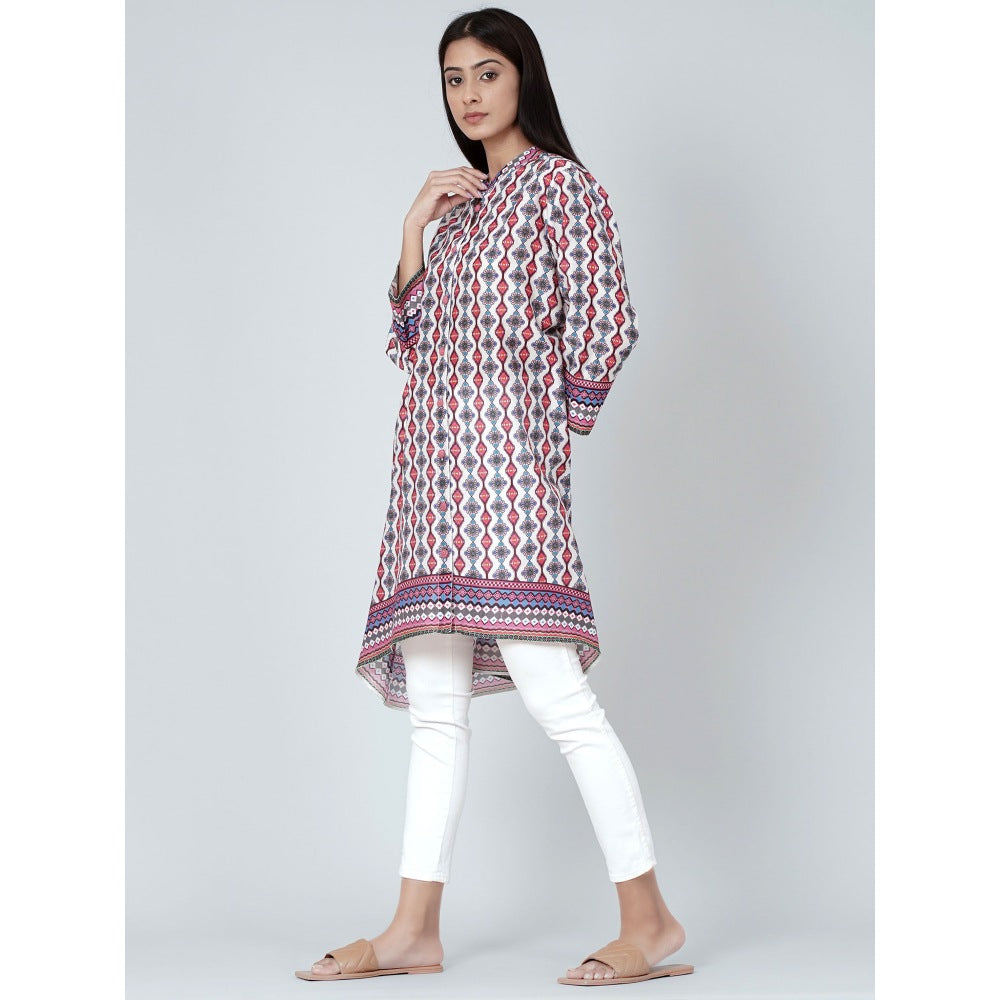 First Resort by Ramola Bachchan Multicoloured Asymmetrical Paisley Print Shirt Style Kurta