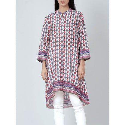First Resort by Ramola Bachchan Multicoloured Asymmetrical Paisley Print Shirt Style Kurta
