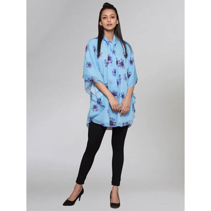 First Resort by Ramola Bachchan Blue Floral Top