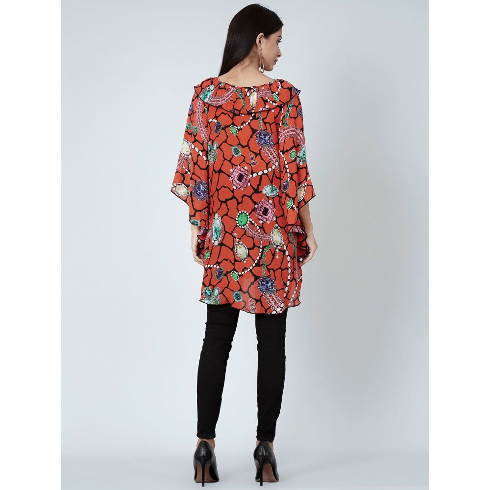 First Resort by Ramola Bachchan Orange Jewel Print Top