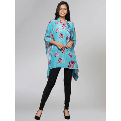 First Resort by Ramola Bachchan Blue Floral Top
