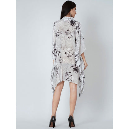 First Resort by Ramola Bachchan Grey And Black Floral Top