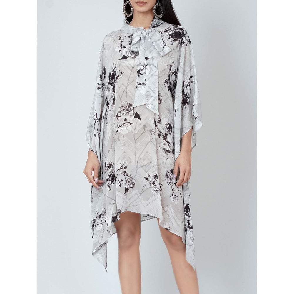 First Resort by Ramola Bachchan Grey And Black Floral Top