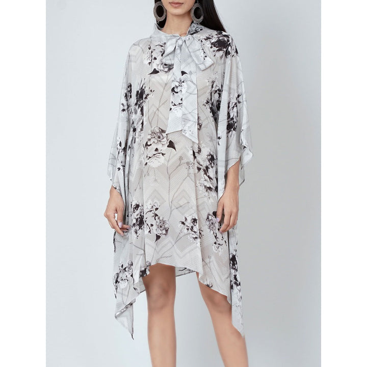 First Resort by Ramola Bachchan Grey And Black Floral Top