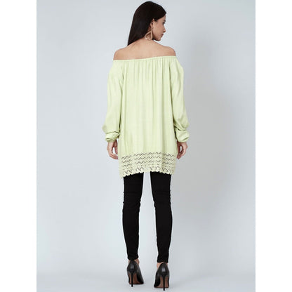 First Resort by Ramola Bachchan Mint Green Lace Peasant Top