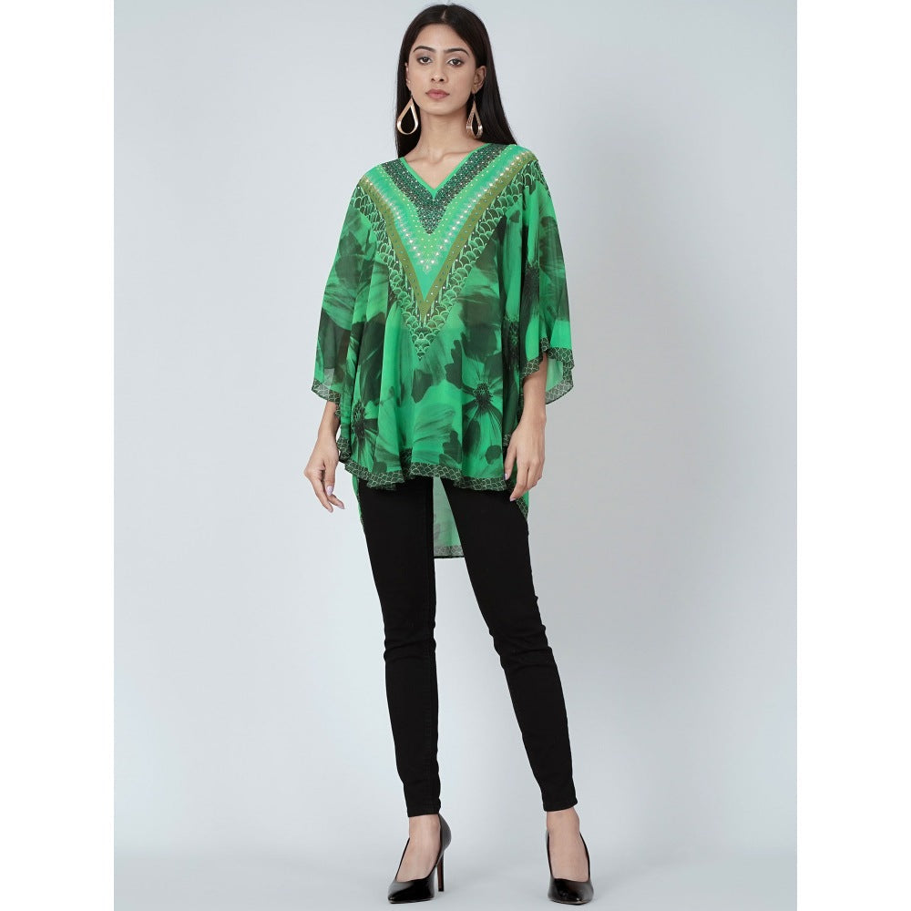 First Resort by Ramola Bachchan Forest Green Embellished Floral Tunic