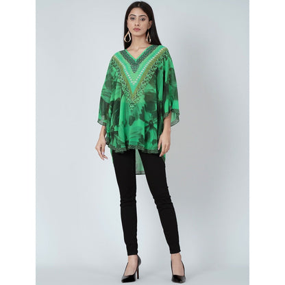 First Resort by Ramola Bachchan Forest Green Embellished Floral Tunic