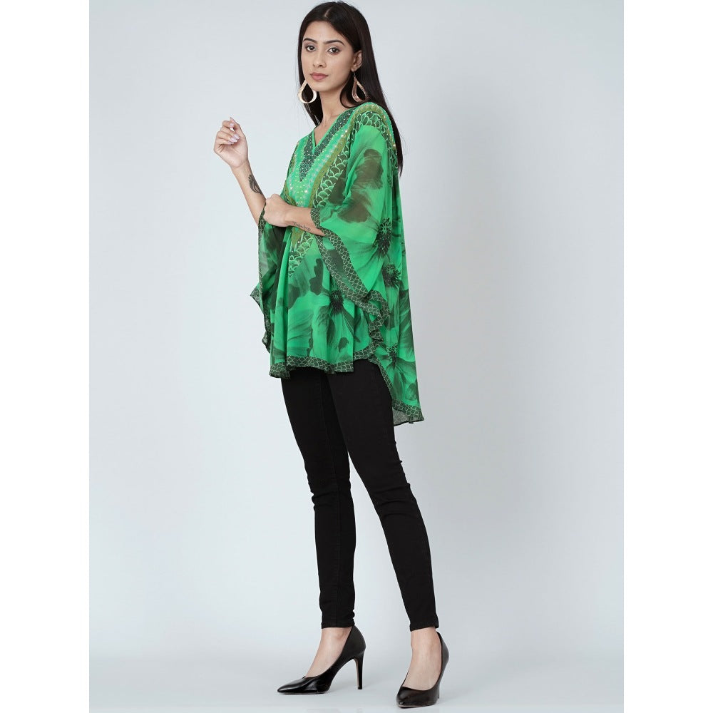 First Resort by Ramola Bachchan Forest Green Embellished Floral Tunic