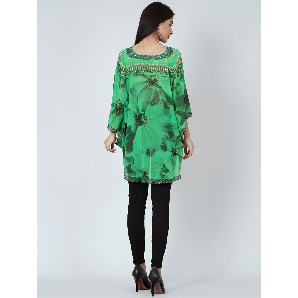 First Resort by Ramola Bachchan Forest Green Embellished Floral Tunic