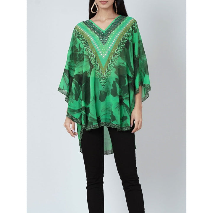 First Resort by Ramola Bachchan Forest Green Embellished Floral Tunic