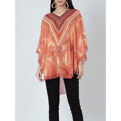 First Resort by Ramola Bachchan Orange And Red Embellished Floral Tunic