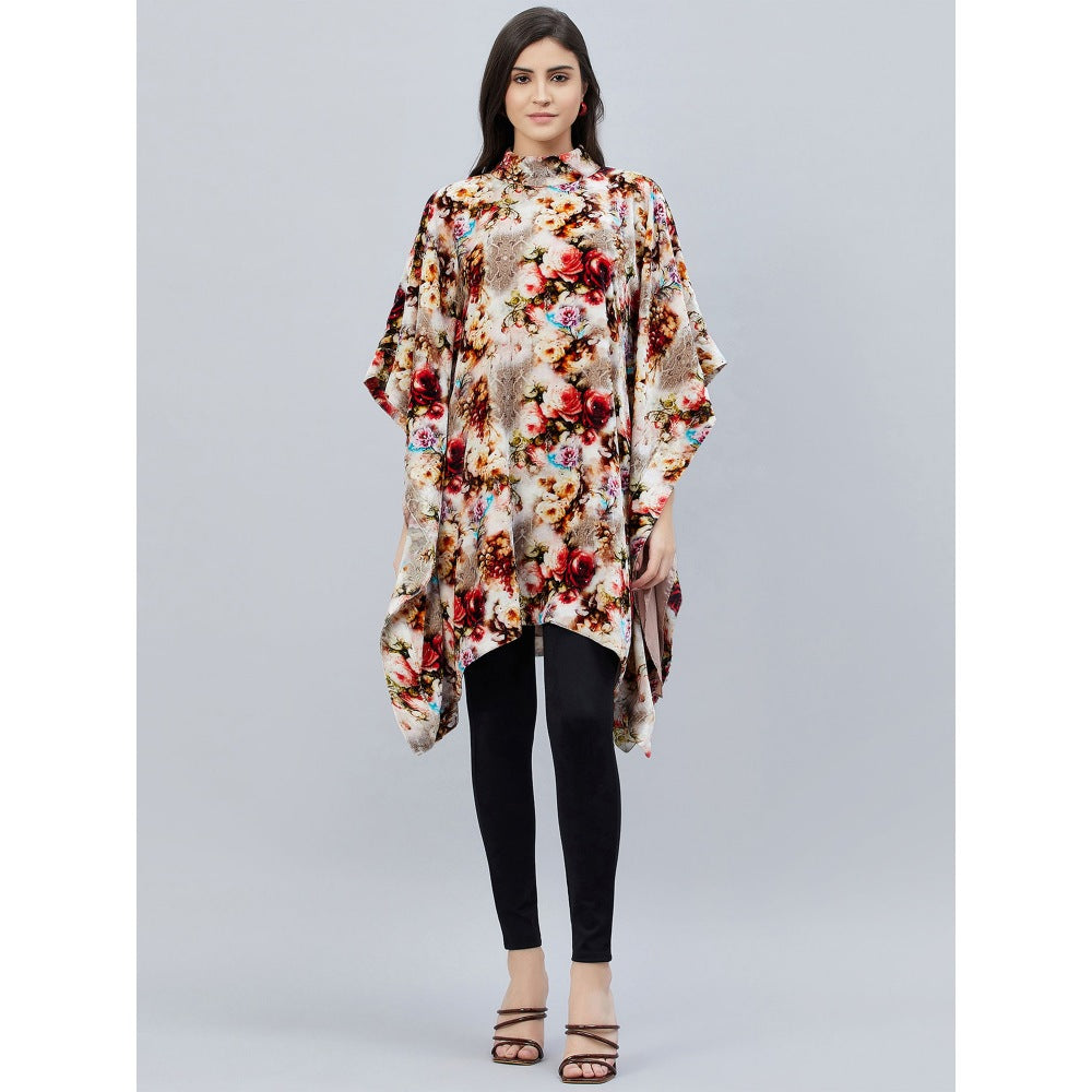 First Resort by Ramola Bachchan Beige Floral Crystal Studded Tunic