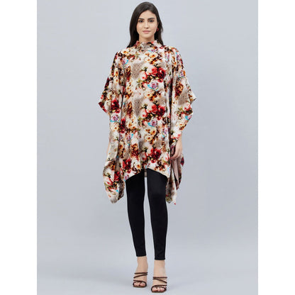 First Resort by Ramola Bachchan Beige Floral Crystal Studded Tunic