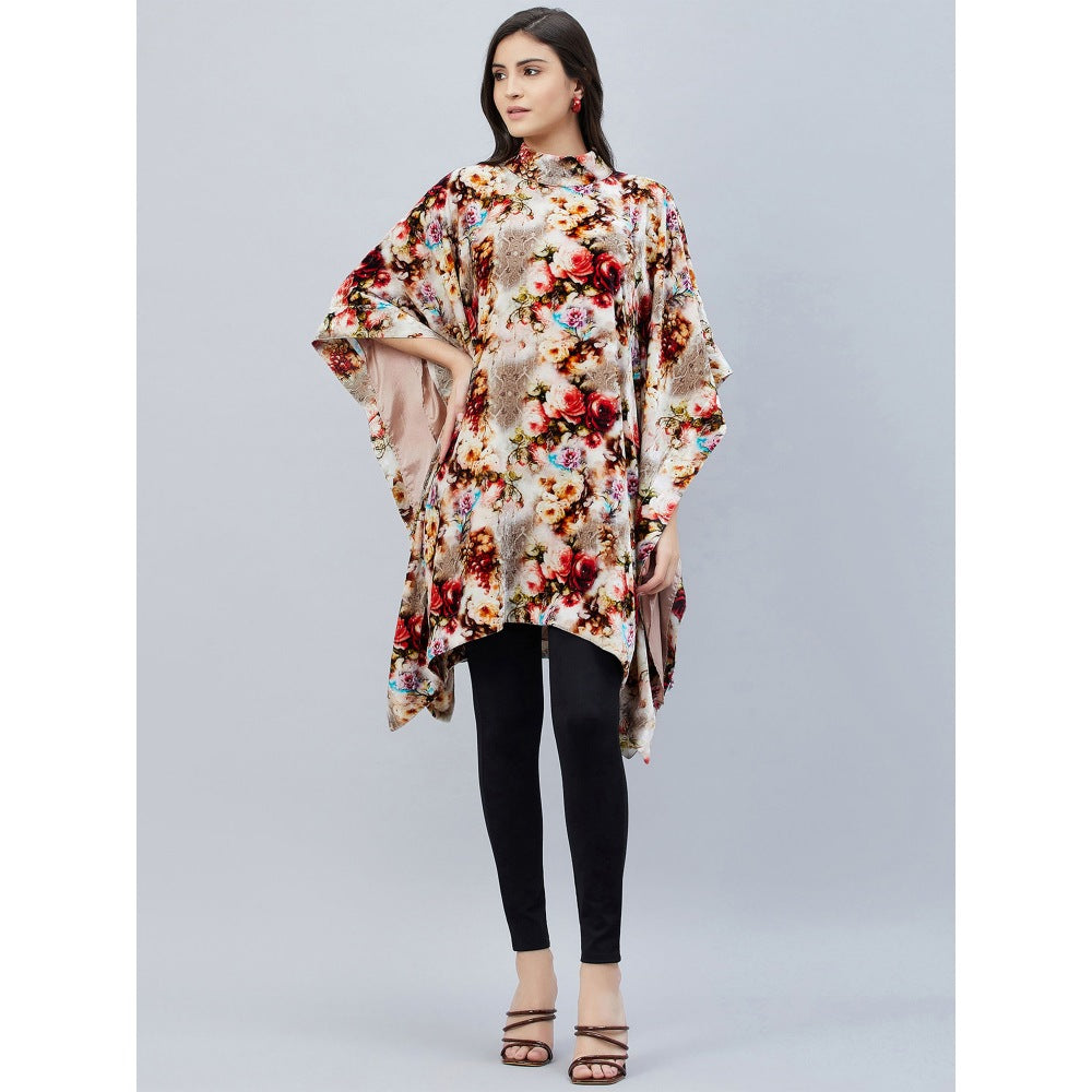First Resort by Ramola Bachchan Beige Floral Crystal Studded Tunic