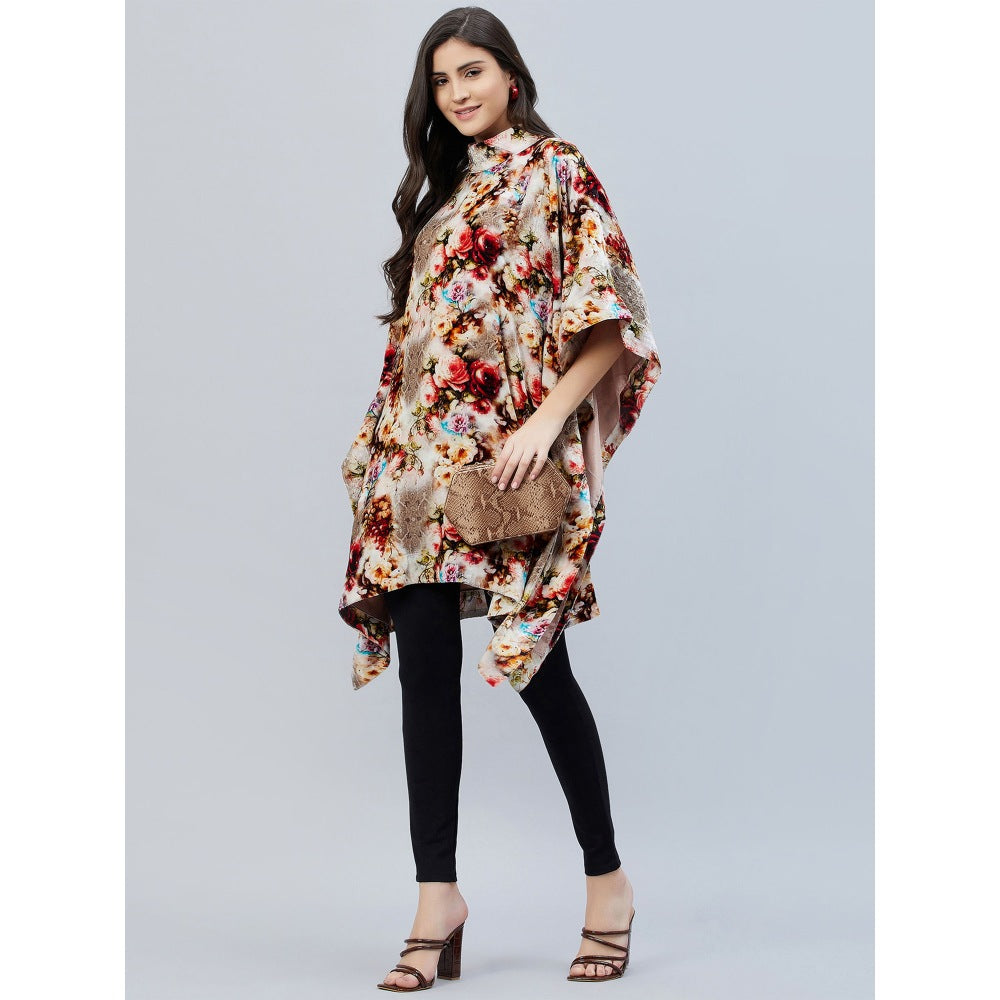 First Resort by Ramola Bachchan Beige Floral Crystal Studded Tunic