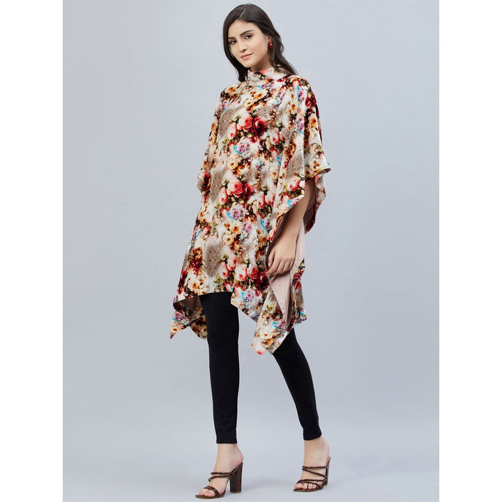 First Resort by Ramola Bachchan Beige Floral Crystal Studded Tunic