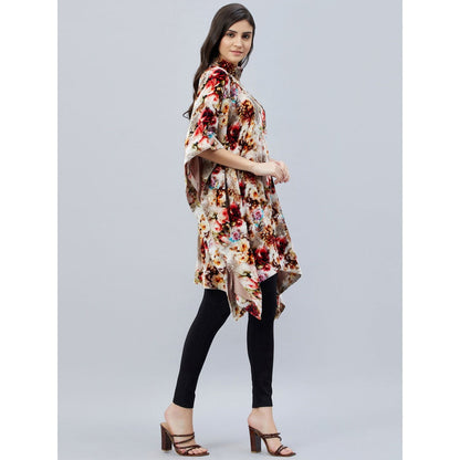 First Resort by Ramola Bachchan Beige Floral Crystal Studded Tunic