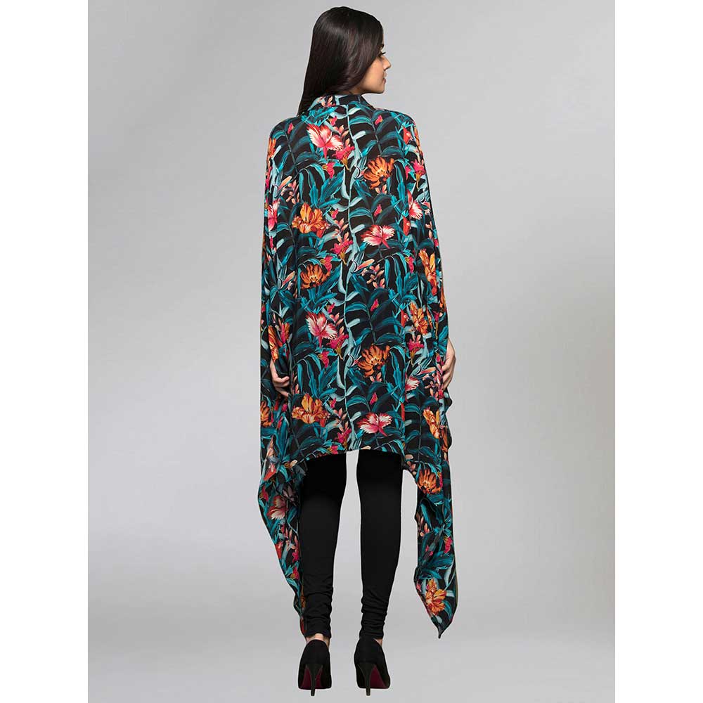 First Resort by Ramola Bachchan Black Tropical Print Tunic