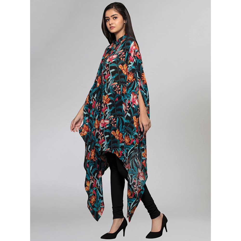 First Resort by Ramola Bachchan Black Tropical Print Tunic