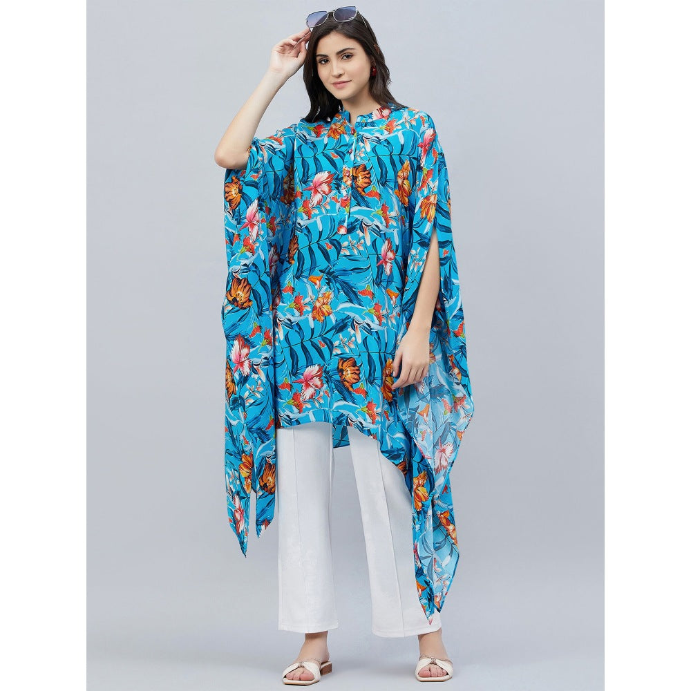 First Resort by Ramola Bachchan Blue Tropical Print Tunic