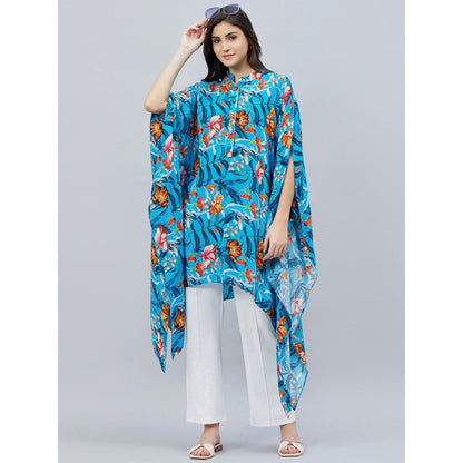 First Resort by Ramola Bachchan Blue Tropical Print Tunic