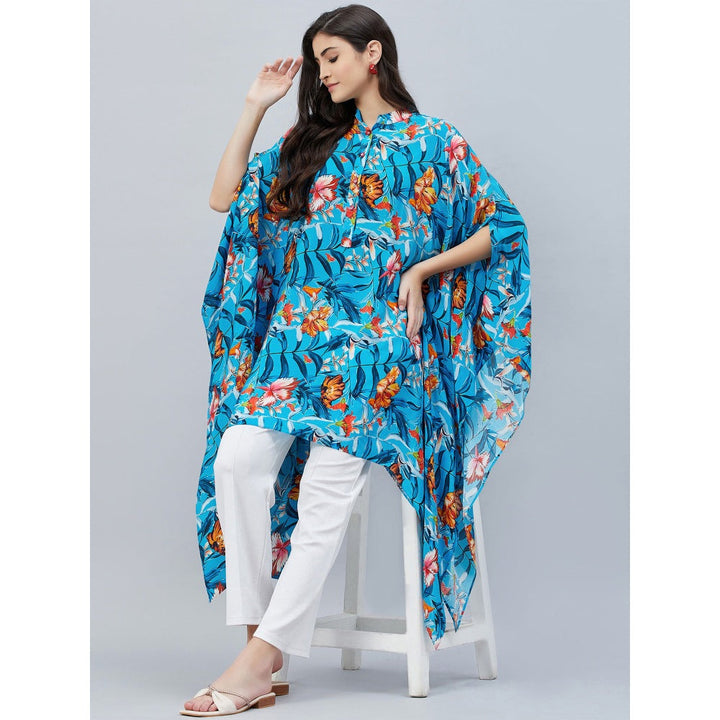 First Resort by Ramola Bachchan Blue Tropical Print Tunic