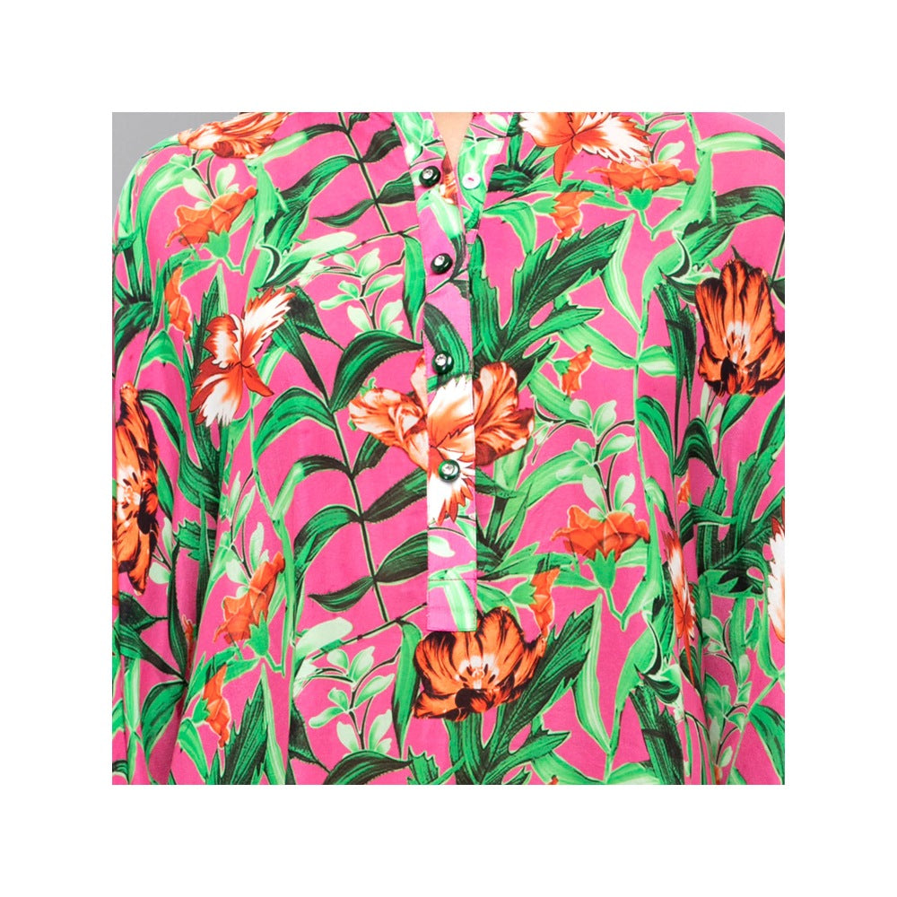 First Resort by Ramola Bachchan Pink Tropical Print Tunic