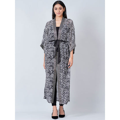 First Resort by Ramola Bachchan Grey Zebra Print Cover-Up (Set of 2)