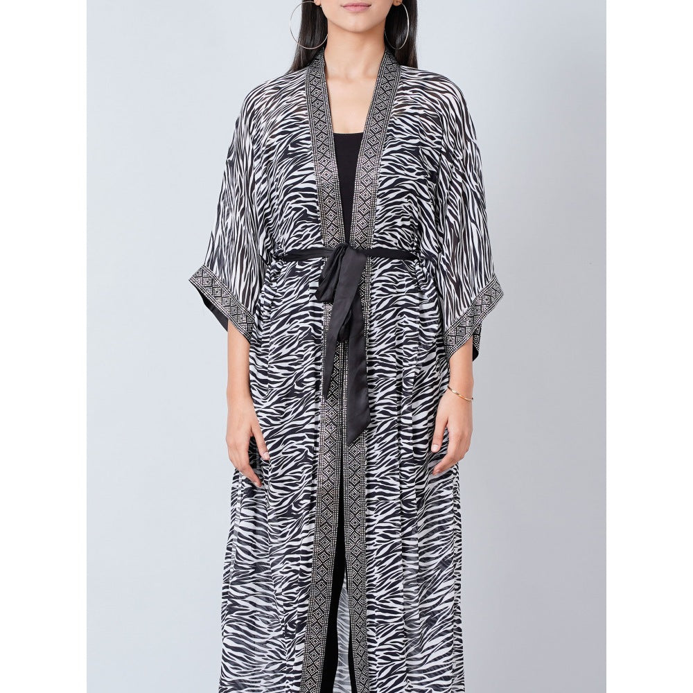 First Resort by Ramola Bachchan Grey Zebra Print Cover-Up (Set of 2)