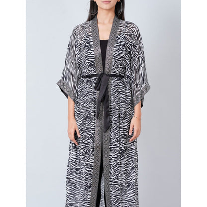 First Resort by Ramola Bachchan Grey Zebra Print Cover-Up (Set of 2)