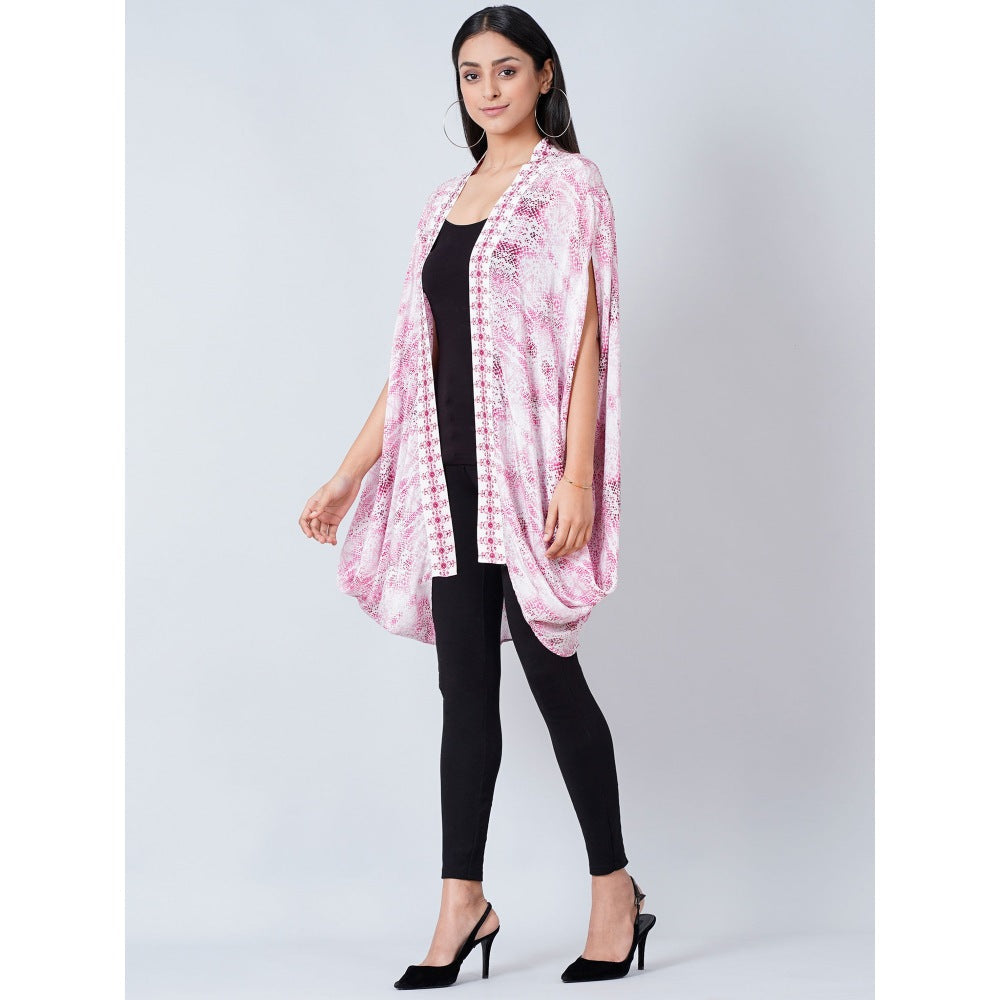 First Resort by Ramola Bachchan Pink Animal Print Cape
