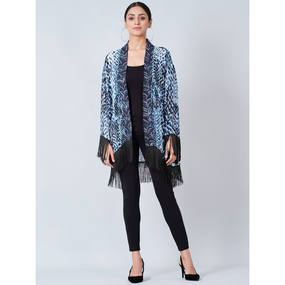 First Resort by Ramola Bachchan Blue Animal Print Kimono