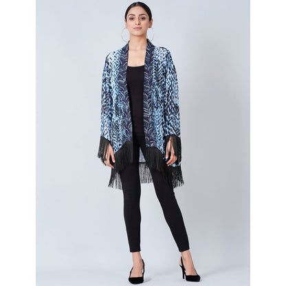 First Resort by Ramola Bachchan Blue Animal Print Kimono