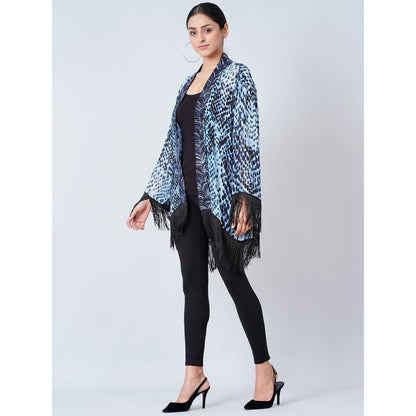First Resort by Ramola Bachchan Blue Animal Print Kimono