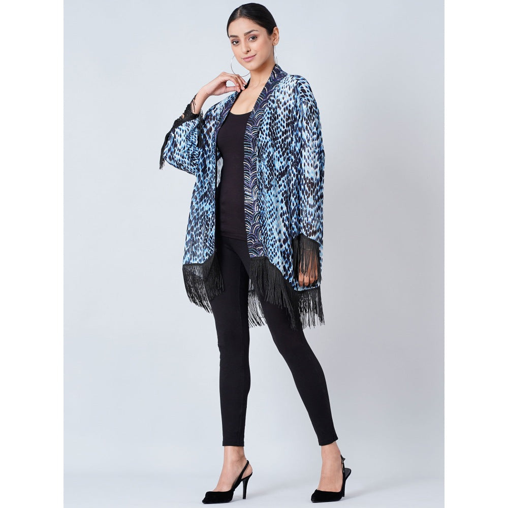 First Resort by Ramola Bachchan Blue Animal Print Kimono