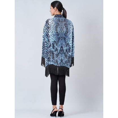 First Resort by Ramola Bachchan Blue Animal Print Kimono