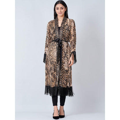 First Resort by Ramola Bachchan Brown Animal Print Long Kimono (Set of 2)