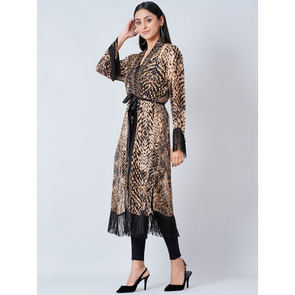 First Resort by Ramola Bachchan Brown Animal Print Long Kimono (Set of 2)