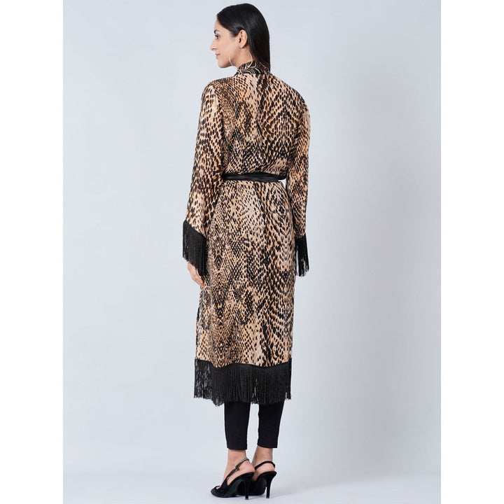 First Resort by Ramola Bachchan Brown Animal Print Long Kimono (Set of 2)