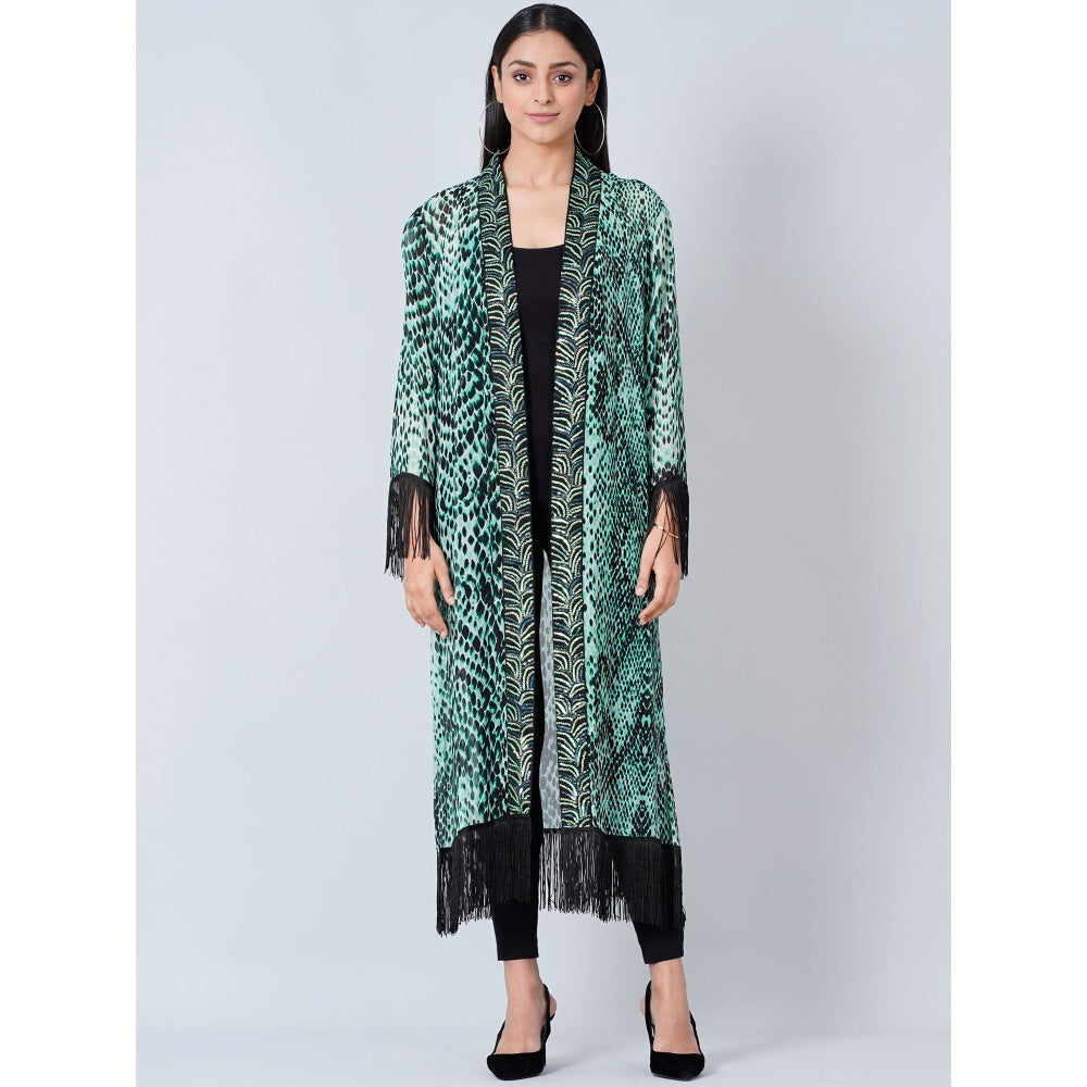 First Resort by Ramola Bachchan Green Animal Print Long Kimono (Set of 2)