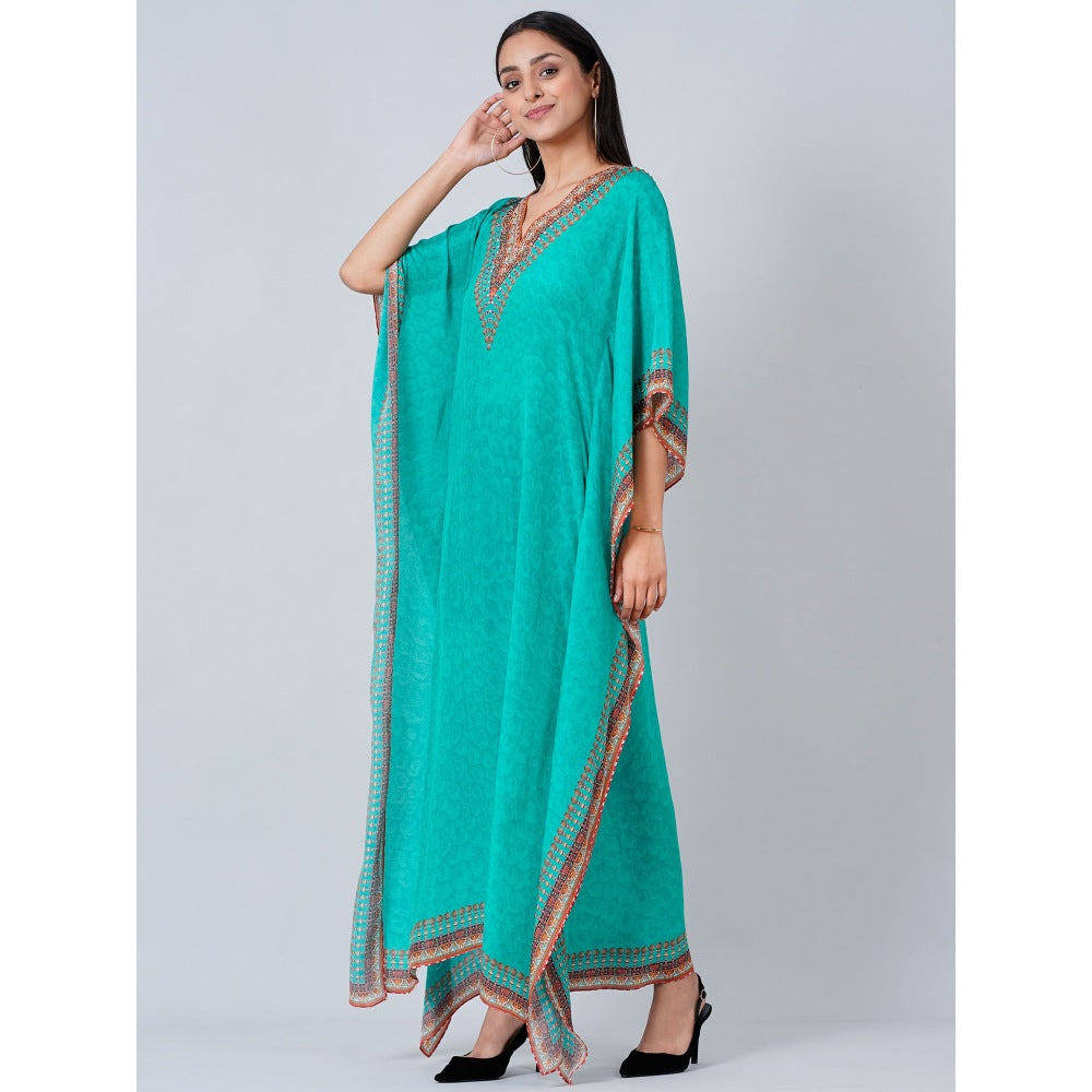 First Resort by Ramola Bachchan Turquoise Pearl Full Length Kaftan