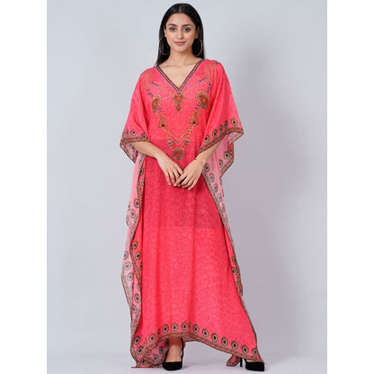 First Resort by Ramola Bachchan Hot Pink Pearl Full Length Kaftan