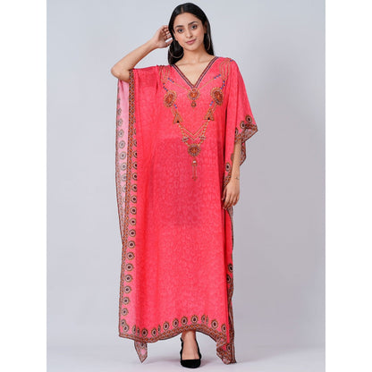 First Resort by Ramola Bachchan Hot Pink Pearl Full Length Kaftan
