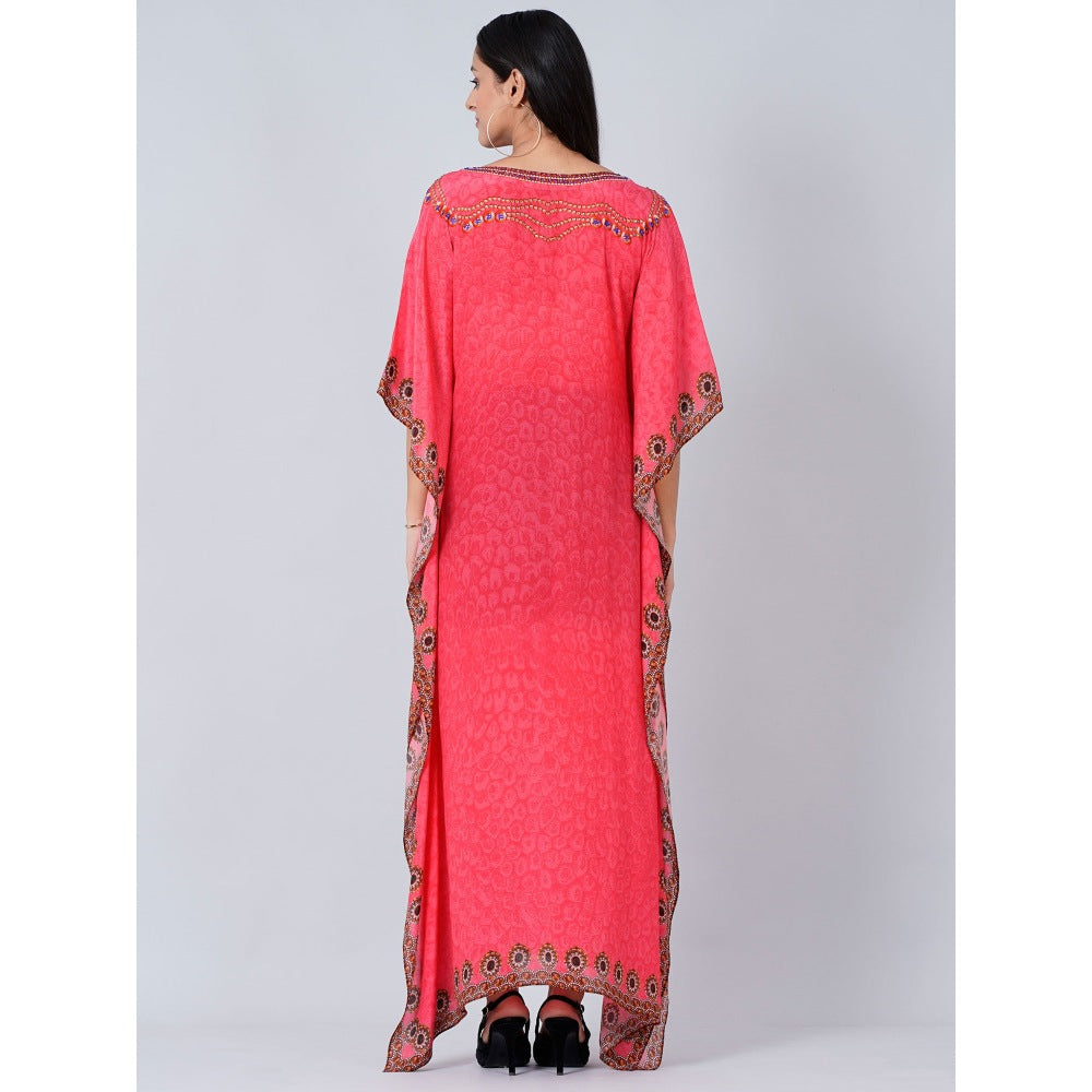 First Resort by Ramola Bachchan Hot Pink Pearl Full Length Kaftan